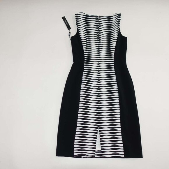 Tahari Arthur S. Levine Women's Sleeveless Sheath Dress Size 2 NWT Black White - Picture 6 of 8